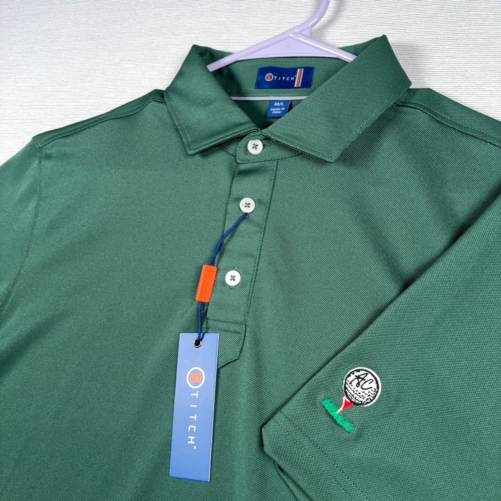 Stitch Golf Polo Shirt Mens Size M/L Green Short Sleeve AC Golf Classic Logo NEW